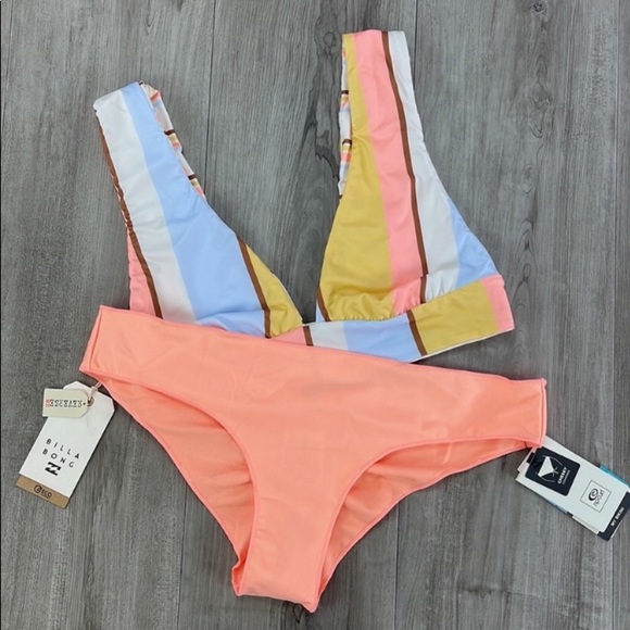 ☀️BILLABONG☀️ RIP CURL☀️FEELING SUNNY PLUNGE CLASSIC SURF CHEEKY PANT BIKINI - Picture 2 of 16